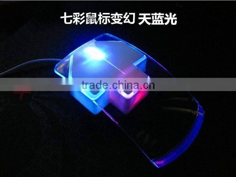 Latest LED Clear wired mouse Colorful Transparent LED Mouse