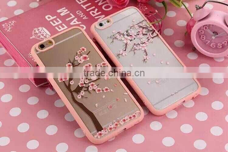 TPU + Acrylic transparent pink cartoon cute phone case for iPhone 6