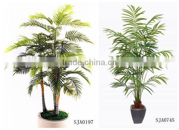 SJ12001159 Garden ornamental plastic palm tree with steel stand
