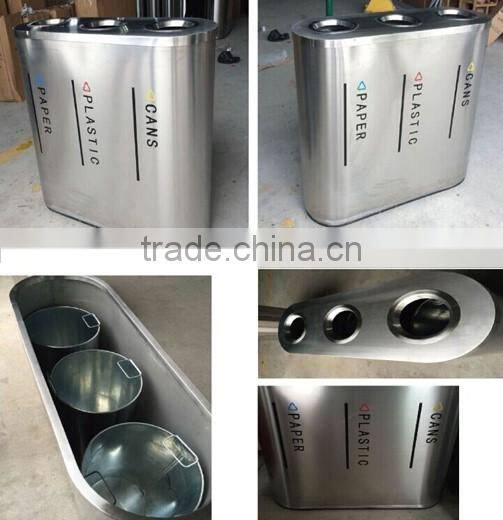 Arlau outdoor steel metal 4 compartment recycle bin