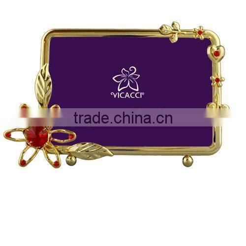 24K gold plated Oval 4x6" Photo Frame with butterfly with crystals from swarovski