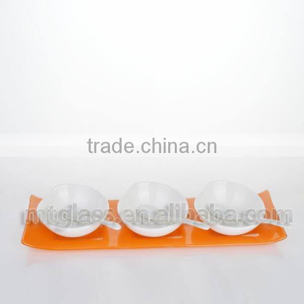 Cute Eco-friendly white restaurant italian ceramic plates dishes with orange holder
