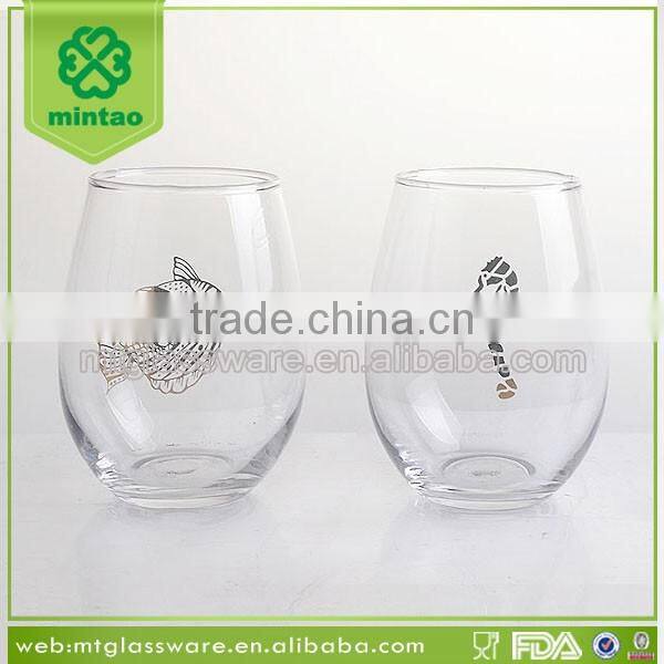 Ocean Fish and Hippocampus Stemless Wine Glass Cup