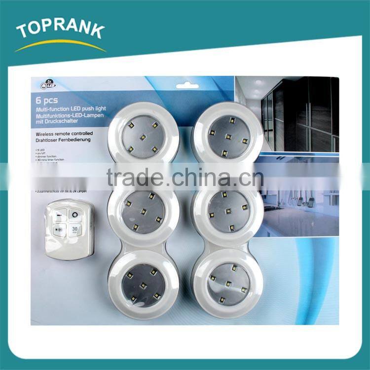 6pcs wireless remote control round shaped 5 led push light