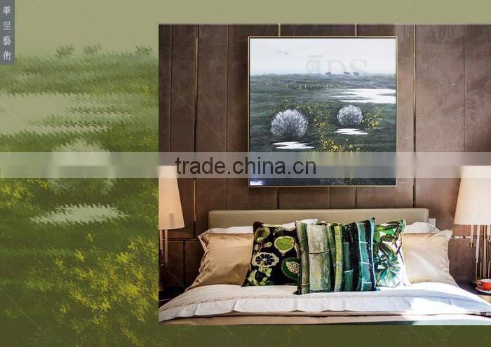 ADS beautiful scenery wall painting with golden foil for wall art