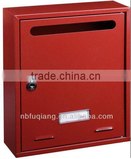 Apartment wall mounted red metal mailbox