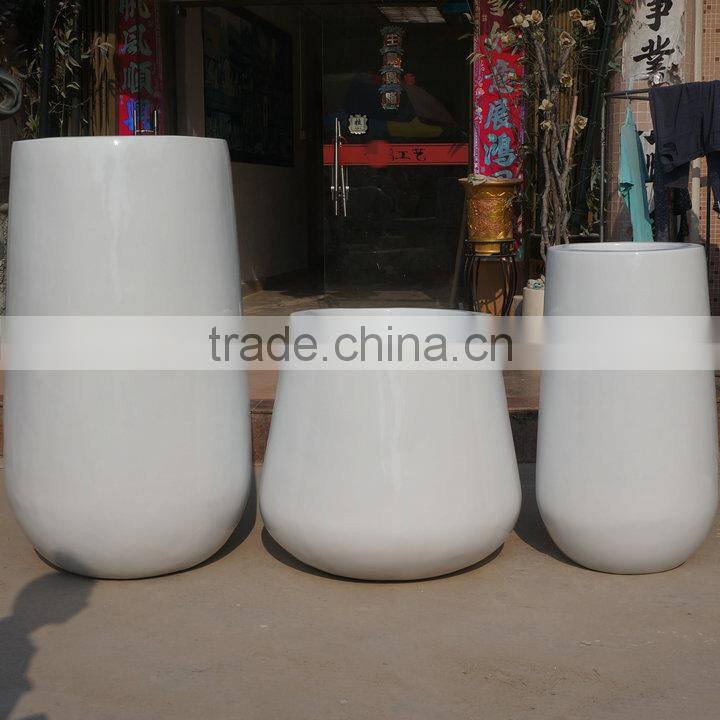 White modern fiberglass pot