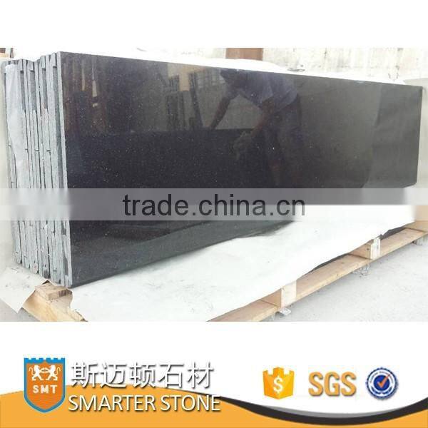 Kitchen slab black galaxy countertop with double edge