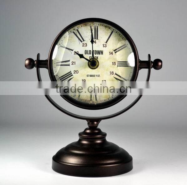 Analog metal small table standing clock