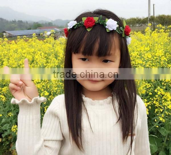 New premium fairy tale princess wore polyester hair band felt hair girl baby headband with rose flowers encircled twig wholesale