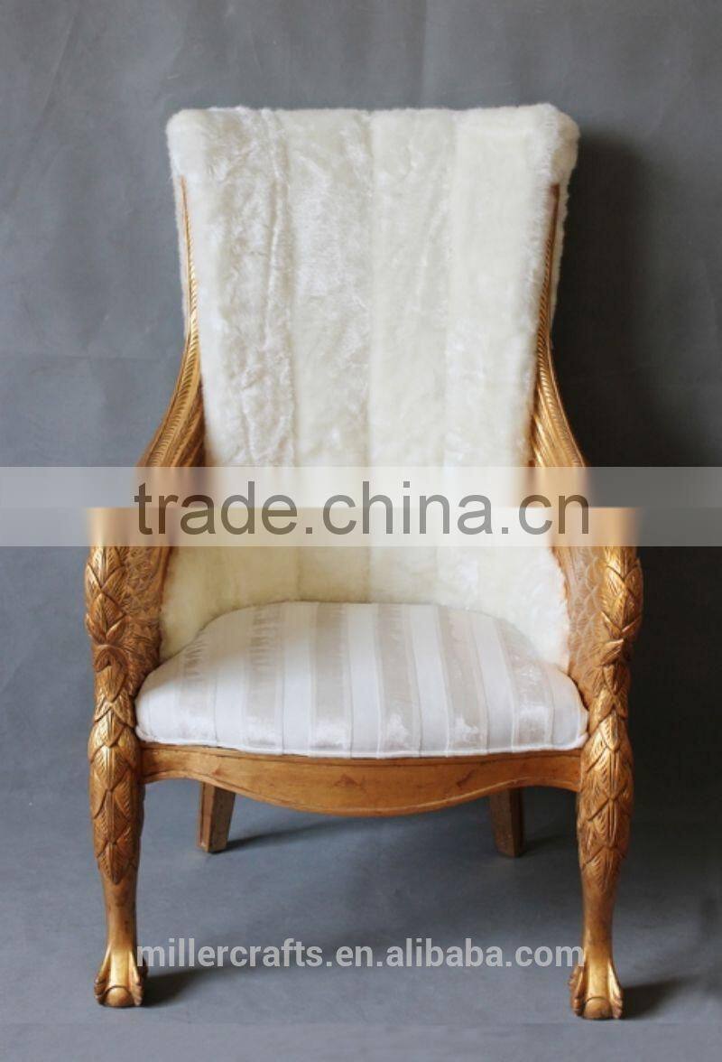 Antique gold king throne chair for home and hotel use