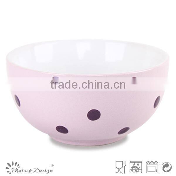 solid glaze ceramics cereal bowl with dot