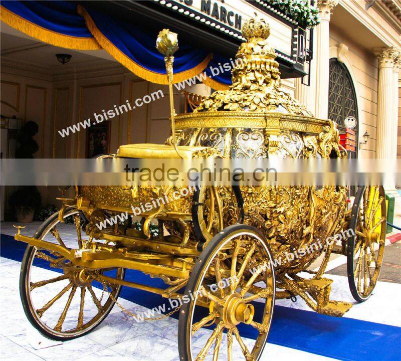BISINI Princess Cinderella pumkin Car luxury horse saddle royal golden carriage wedding carriage(BG11-M052)
