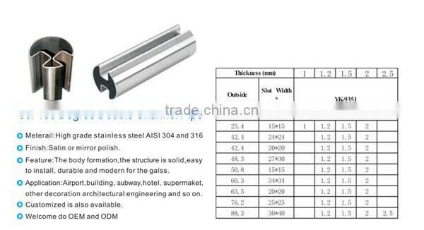 JINXIN Manufacturer for Inox Square Slot Tube for glass railling handrail prices
