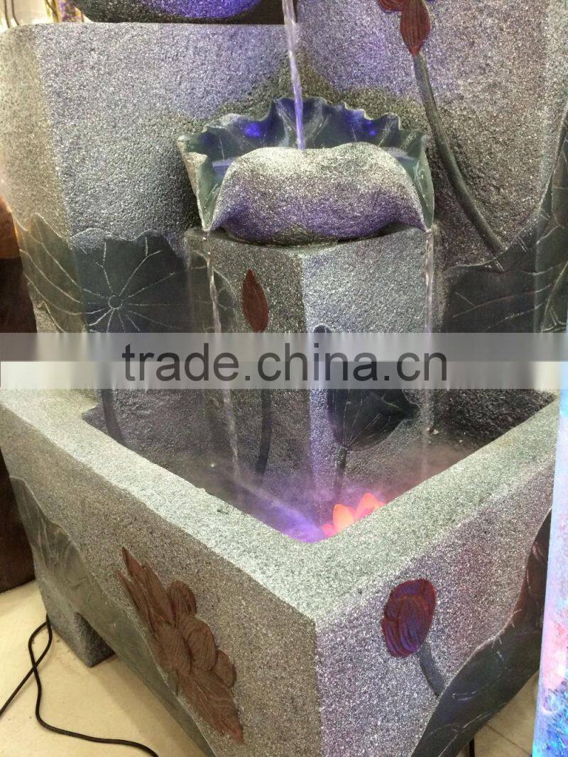 led resin indoor decoration/ resin water fountain with led light