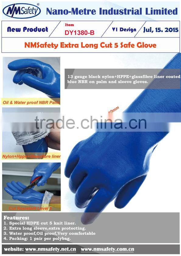 NMSAFETY water proof nitrile coated cut resistant gloves