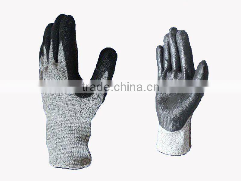 Polyethylene fiber nitrile coated glove cut level 3