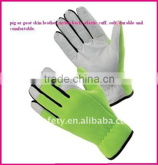 Green pig leather gloves with ce certificateZM350-H