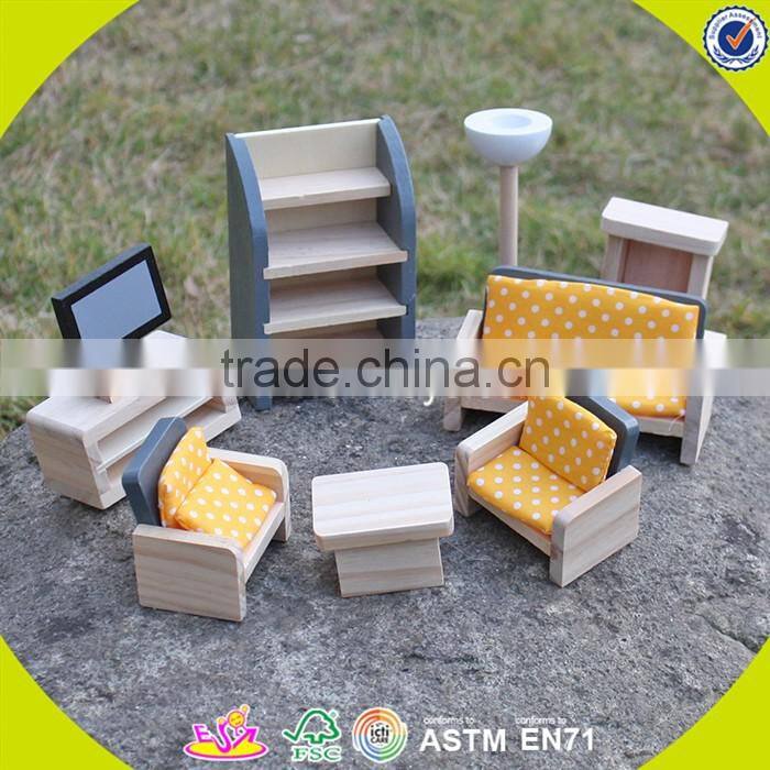 Wholesale kids furniture toys wooden doll house furniture best children wooden miniature doll house furniture W06B055-S