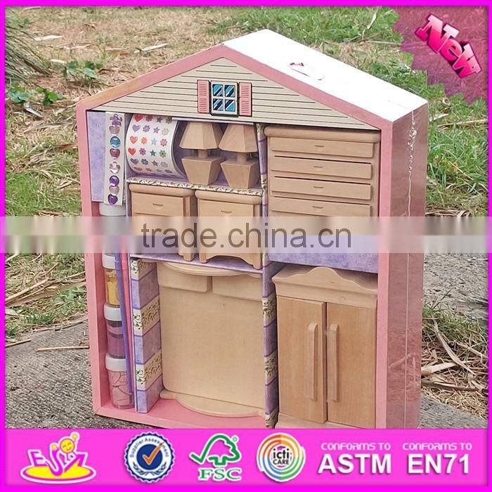 2017 Best kids doll furniture toys wooden coloring toy for sale W03A085-S