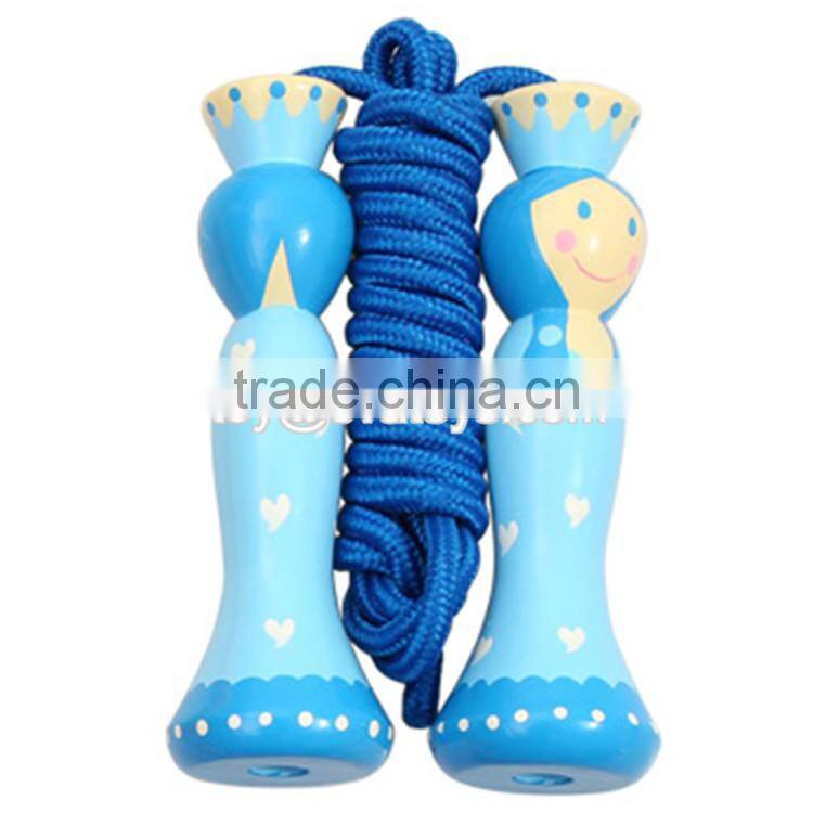 Wholesale cheap cartoon wooden multi-functional skipping jump rope for kids W01A120-S