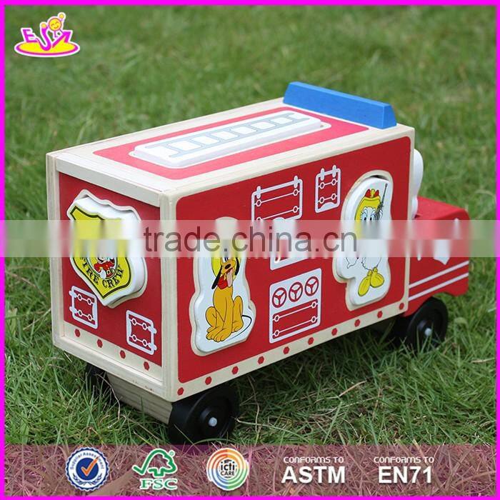 2017 New design cartoon wooden car toys for kids W04A287