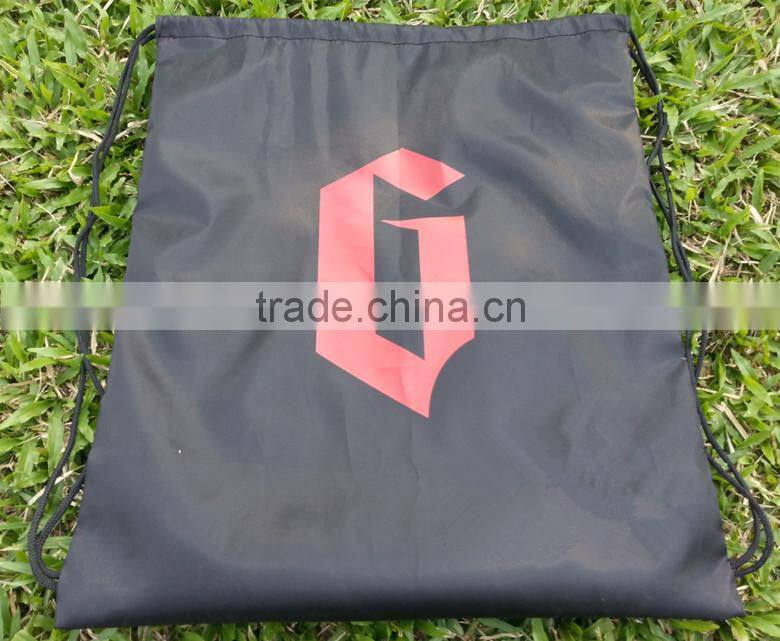 2016 Fashion Promotion Hot Sell Black Sport Drawstring Bag, Polyester Drawstring Bags