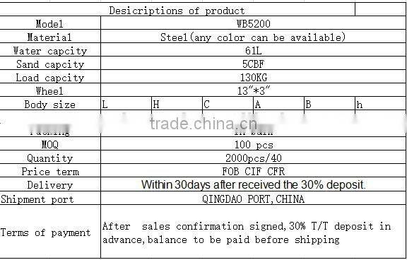60L 130kg loading solid wheel 13"x3" steel Whee lbarrow WB5200