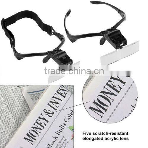 Adjustable Cabeza Lupa Lente Gafas Magnifier Glass LED Lampara a Joyeria Relojero 5 Lens