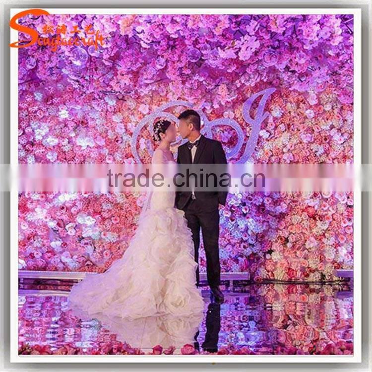 2017 factory price artificial flower for wall decoration silk flower wall for wedding supplies