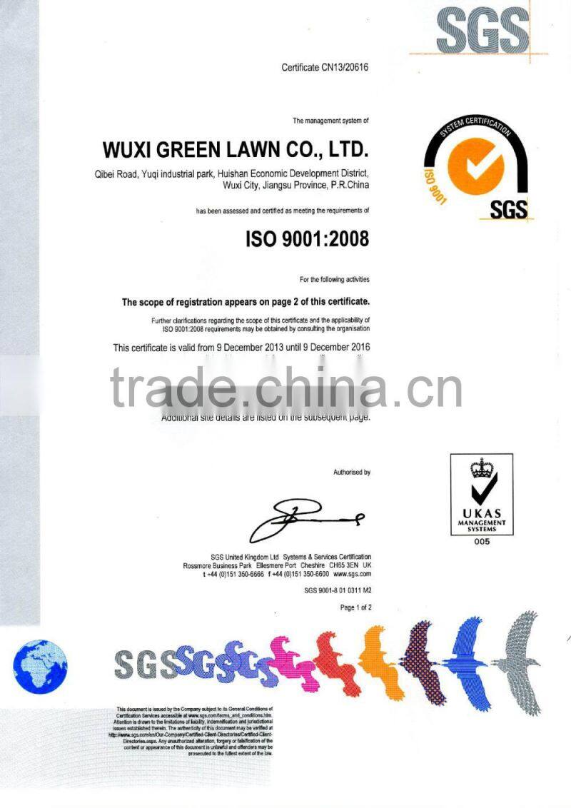 China turf plastic artificial lawn garden synthetic turf