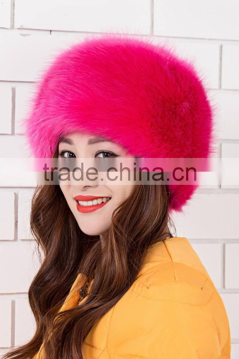 high-grade winter/autumn warm thick Russia Mongolia flat-topped faux fox fur hat
