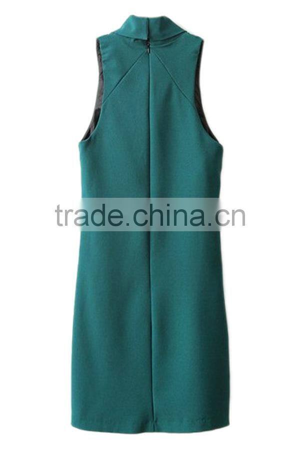 New design Beautiful ladies' loose fit sleeveless neck design suzhou dress