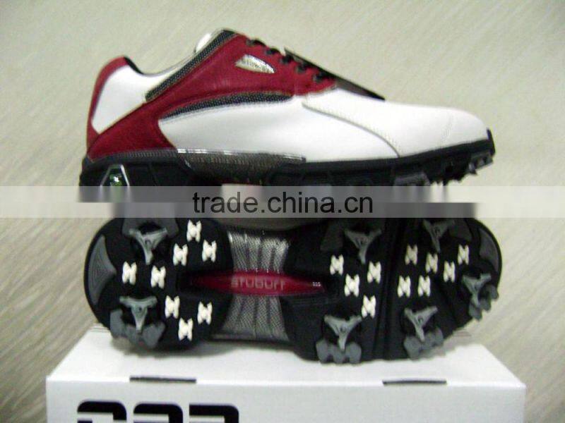split leather red men and women fashion stylish golf sport shoes have spike for commercial activity