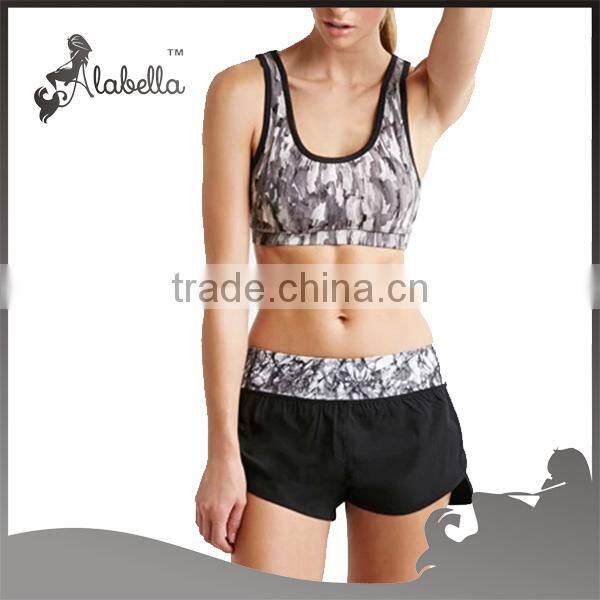 Sublimation print Women shorts with print panel woven fabrics