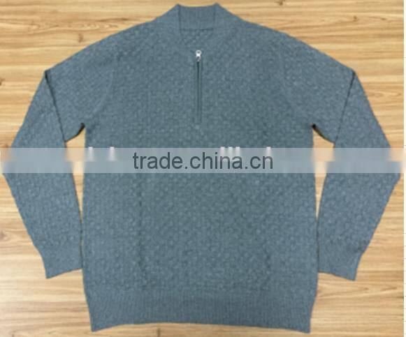 High Quality Men's Knitted stand collar zip cardigan patterns cable sweater(LC003)