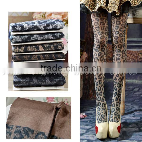 New European and American vintage leopard print pantyhose
