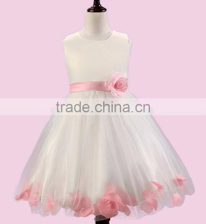 2016 New Arrival Lace Flower Kids Dress Baby Girl Party Dress With Rose Detail Princess Wedding Dress For Children