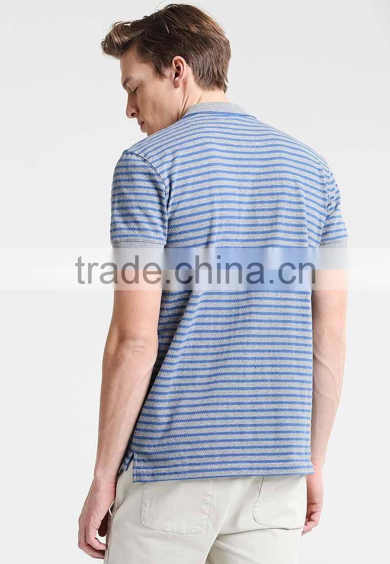 MGOO New Design Two Buttons Mens Polo Shirt Stripe Printing Pique Polo Shirts With Customized Logo