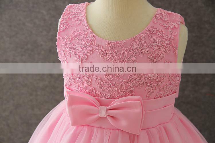 2017 girls dresses children frocks designs pink Lovely Bow-knot Vietnam 1 year baby girl dresses images first Communion dresses