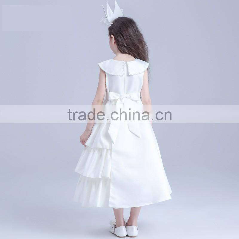 2017 children dress embroidery design child long wedding dress