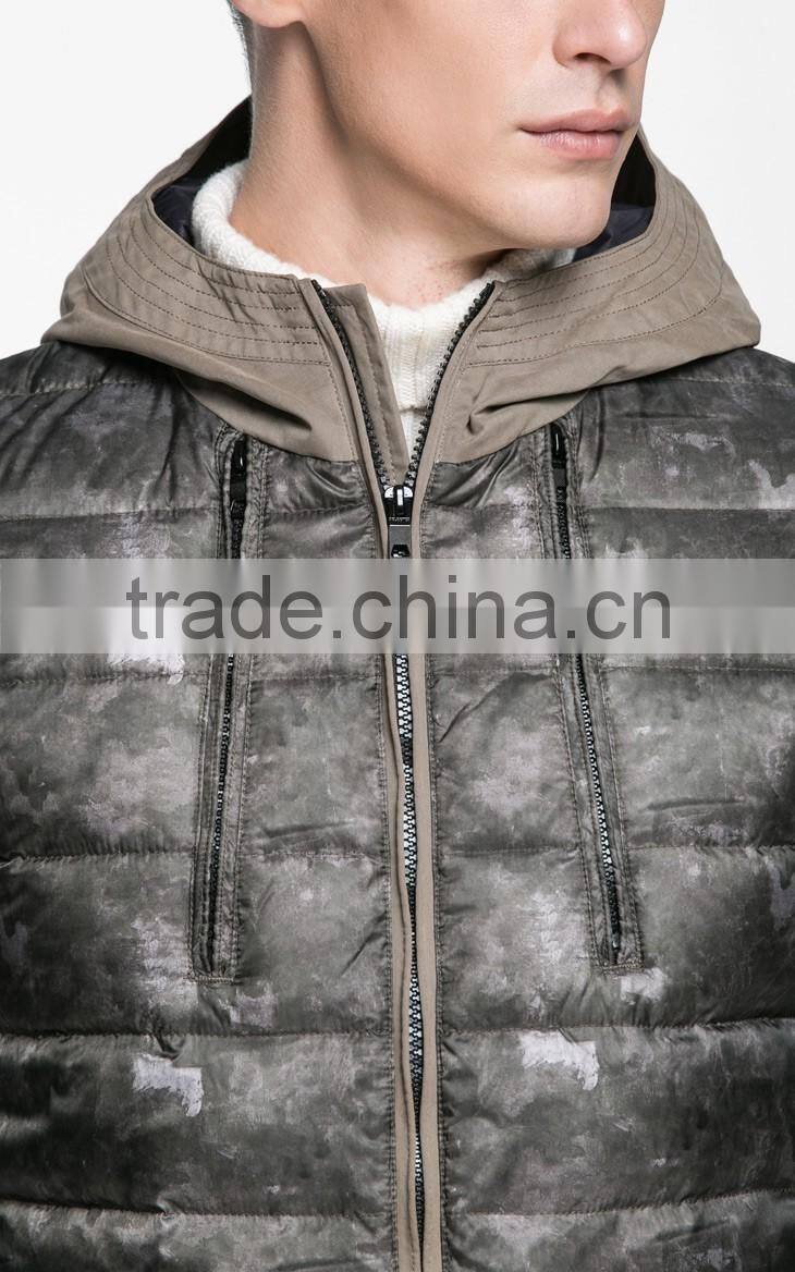 Top Sale Man Camo-Print Hoody Quilting Padded Jacket For Sale