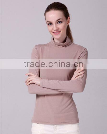 New style fashion long sleeve turtleneck ladies t-shirt wholesale