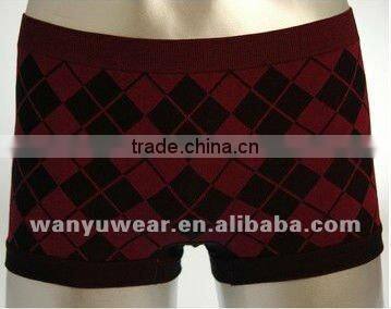 lady checkered cotton seamless underwear boyshort panty
