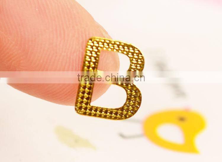 custom gold stamp sticker cheap alphabet shape sticker DIY creative sticker
