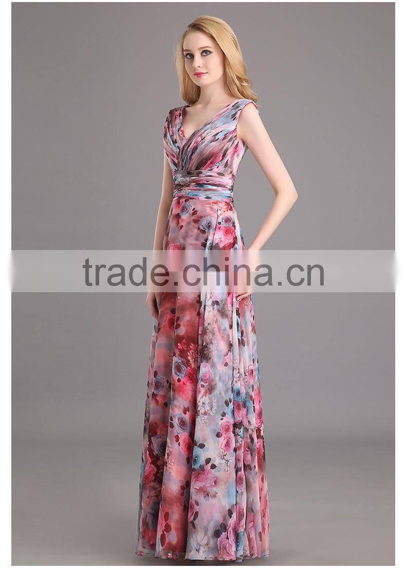 Wholesale Top Quality Crystal Beaded Chest Cap Sleeves Evening Dress