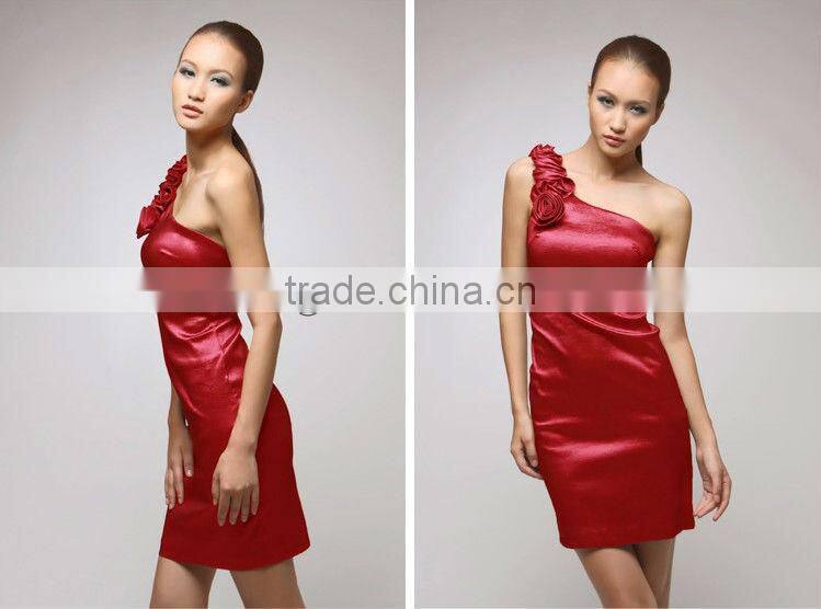 2013 One-shoulder Fat Woman Red Elegant Dresses