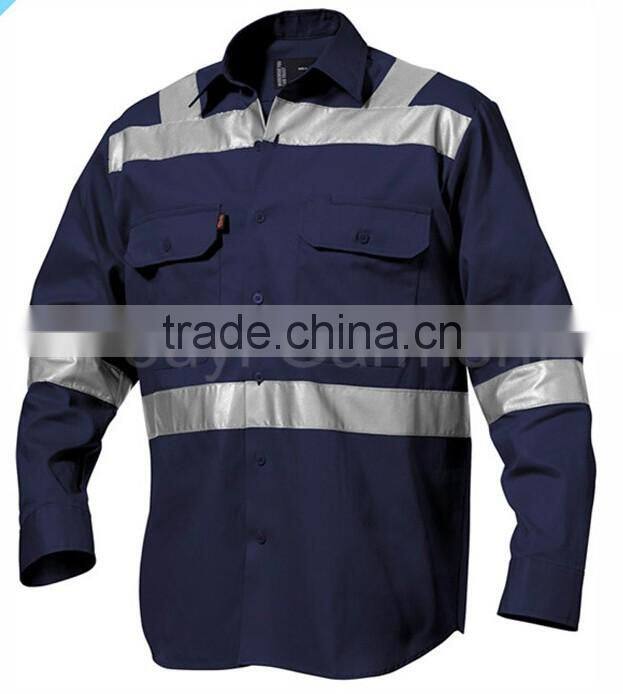 hot sell black 100% cotton workwear Jacket with Reflector Tape