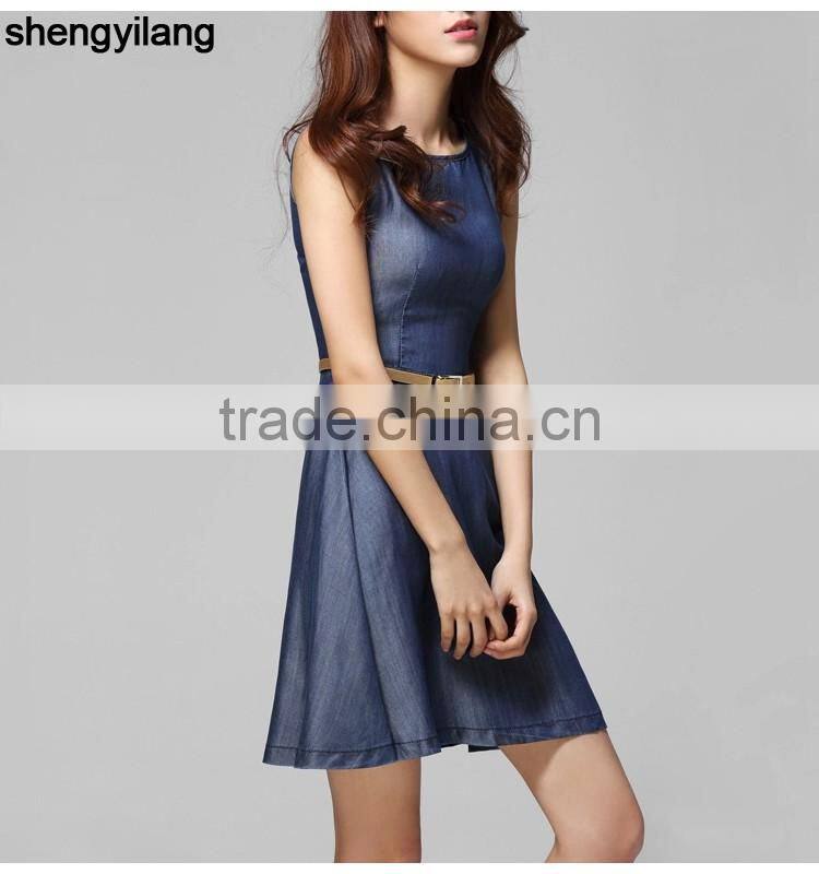 guangzhou 2016 new style long large size thin denim jeans dresses