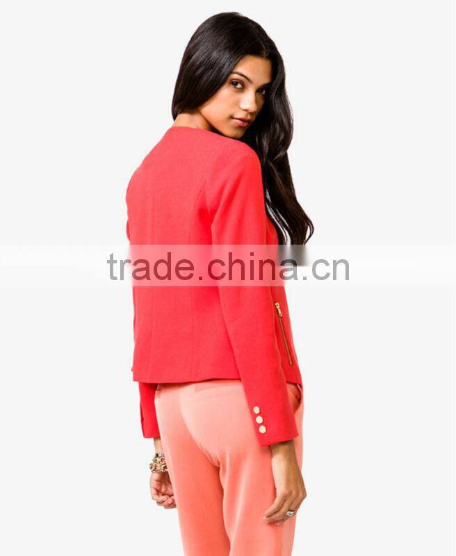 Collarless Knit Blazer